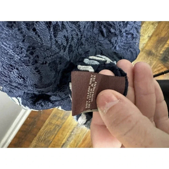 Ranna Gill Anthropologie Embroidered Floral Lace Boho Blue Midi Dress - Picture 7 of 9